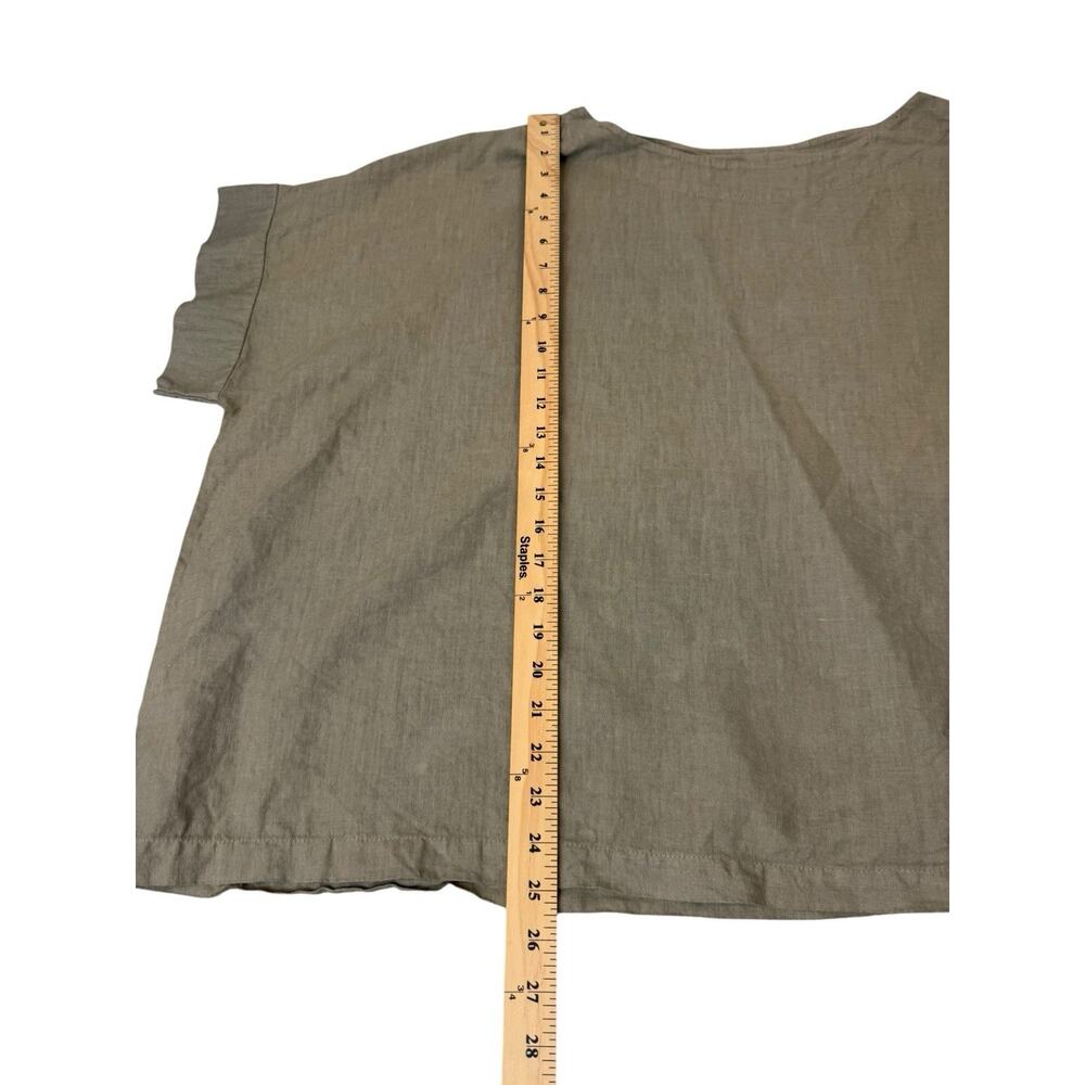 Linen Top Womens 2X Dark Olive Green Lagenlook Relaxed Oversized Made In USA - Picture 6 of 10